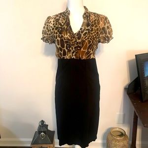 Dress Barn Animal Print Fitted Dress. Size 12.